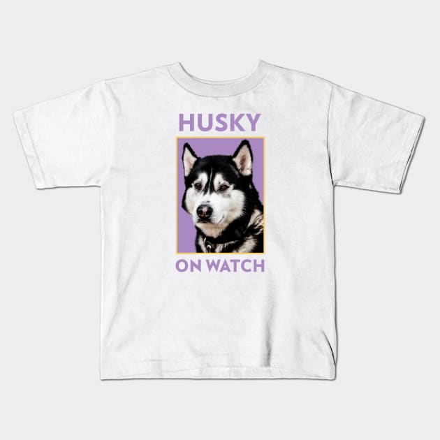 Husky On Watch Kids T-Shirt by Jitesh Kundra